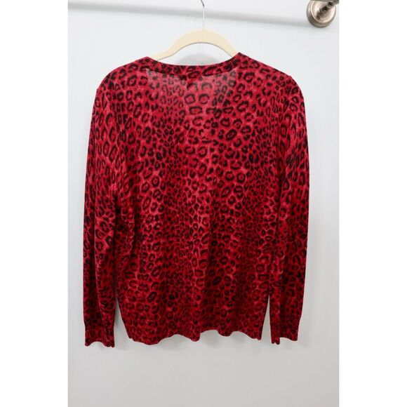 Talbots Red Leopard Cardigan M - Picture 3 of 3